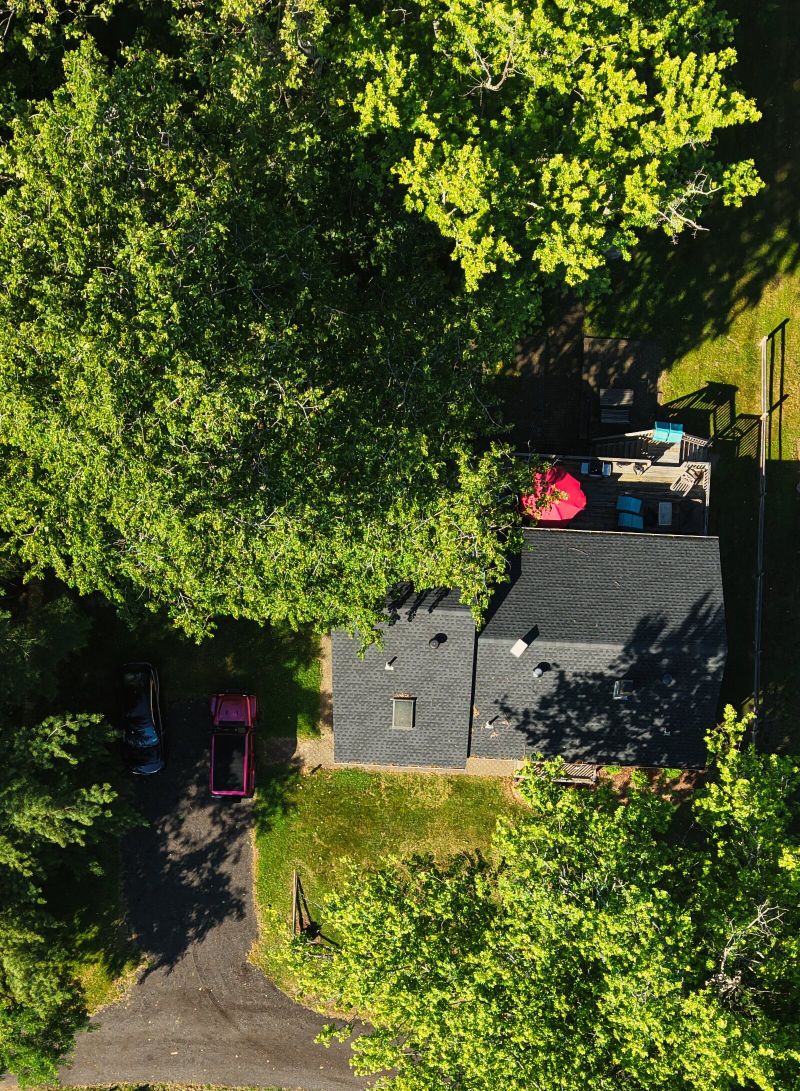 Aerial photo of a waterfront residential property